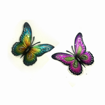 2 colores Pastel jardín de metal mariposa decoración de la pared de gran tamaño